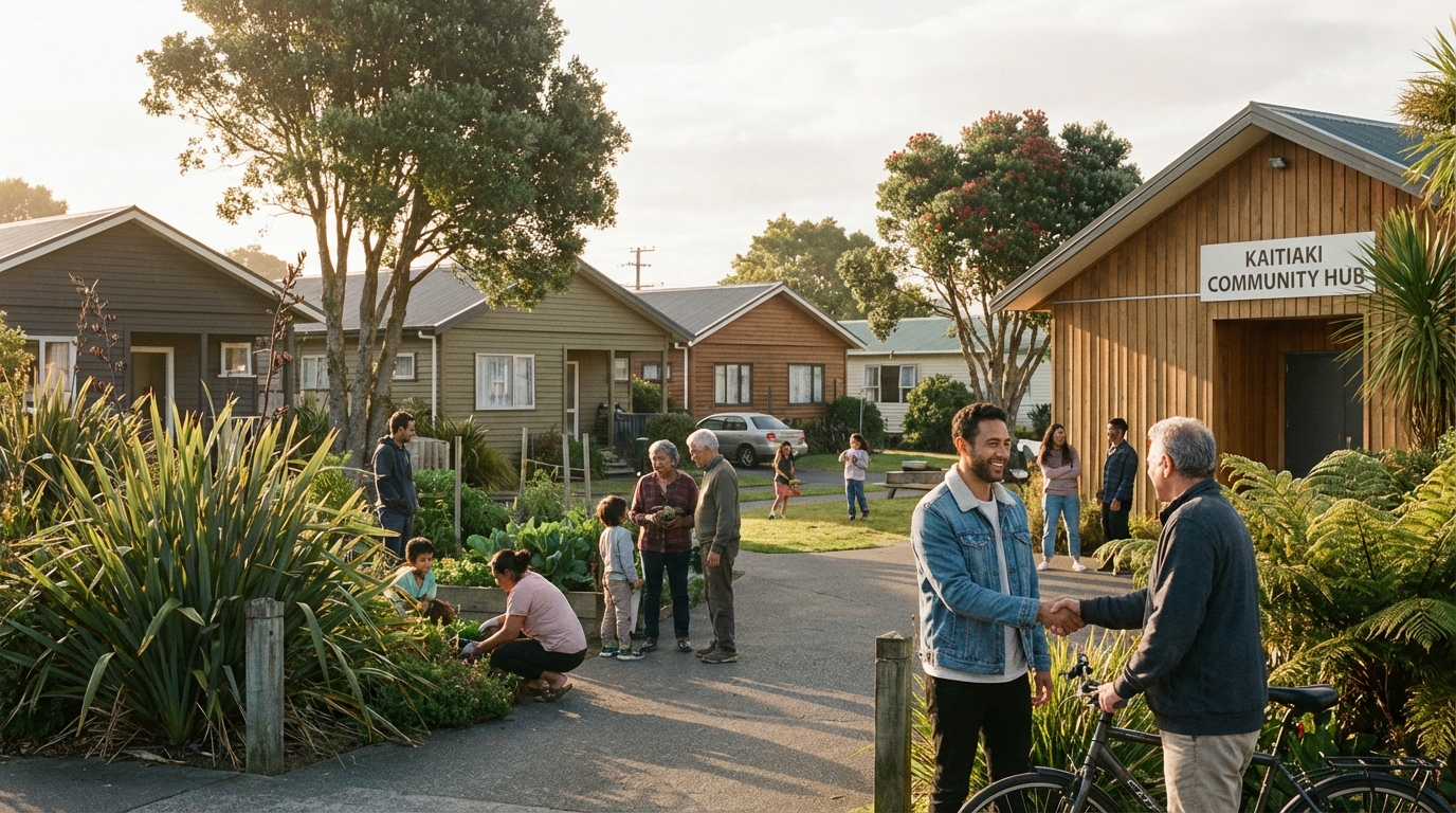 Suburban neighborhood representing community reintegration